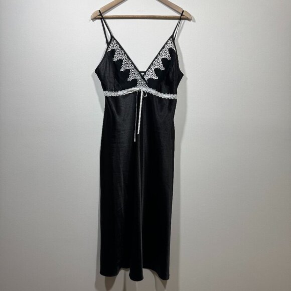 delicates Other - Delicates Black Lace Trim Slip Dress Night Gown Women's Size Large